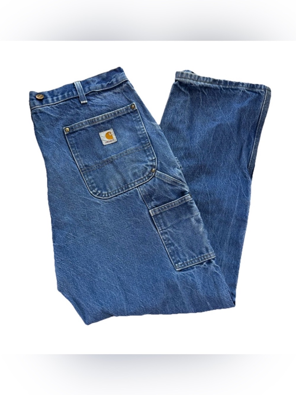 Vintage Carhartt B07 DNM Blue Double Knee Carpenter Jeans Men's 38x32 Dungaree